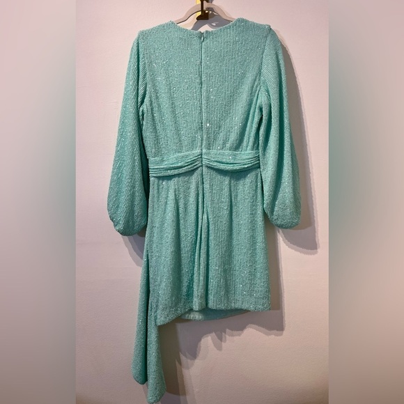 One33 Social Cascade Ruffle Sequin Minidress In Aqua Size 12 - Picture 3 of 5